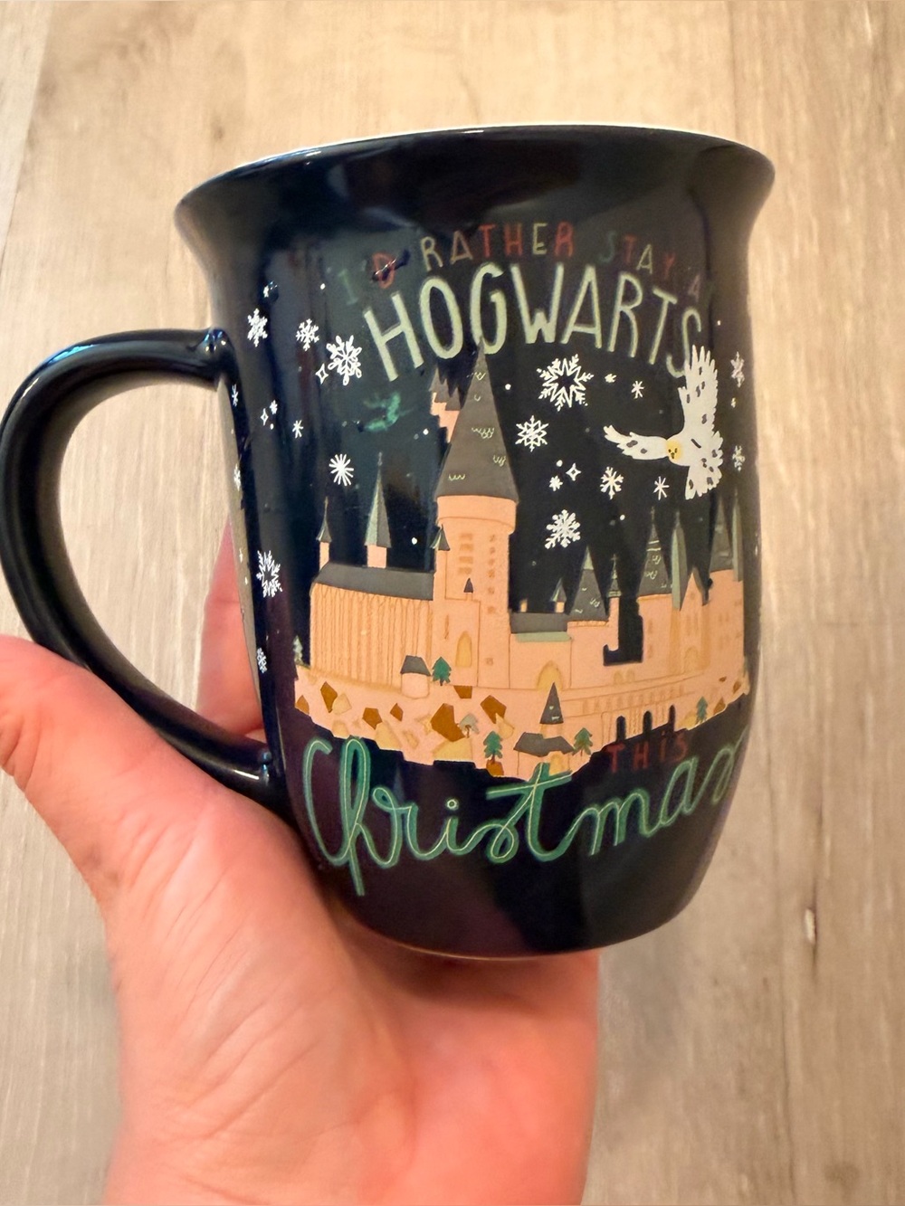 Harry Potter "Rather Stay At Hogwarts" Christmas Holiday Coffee Mug 16oz